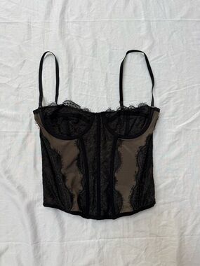 Urban Outfitters Black Lace-Trim Bustier Crop Top